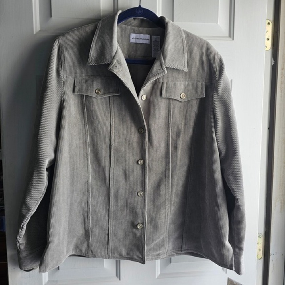 Alfred Dunner Grey Corduroy Button Up Jacket Winter's Tale Size 20‎ NEW